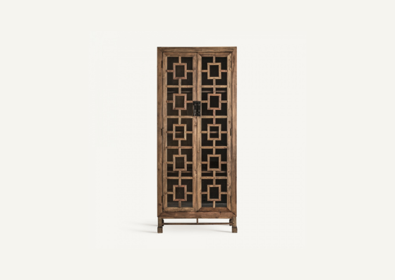 Vitrina madera de pino reciclado de estilo asiático
